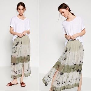 NWT Zara Grey and Green Tye Dye Maxi Skirt w/ Slit
